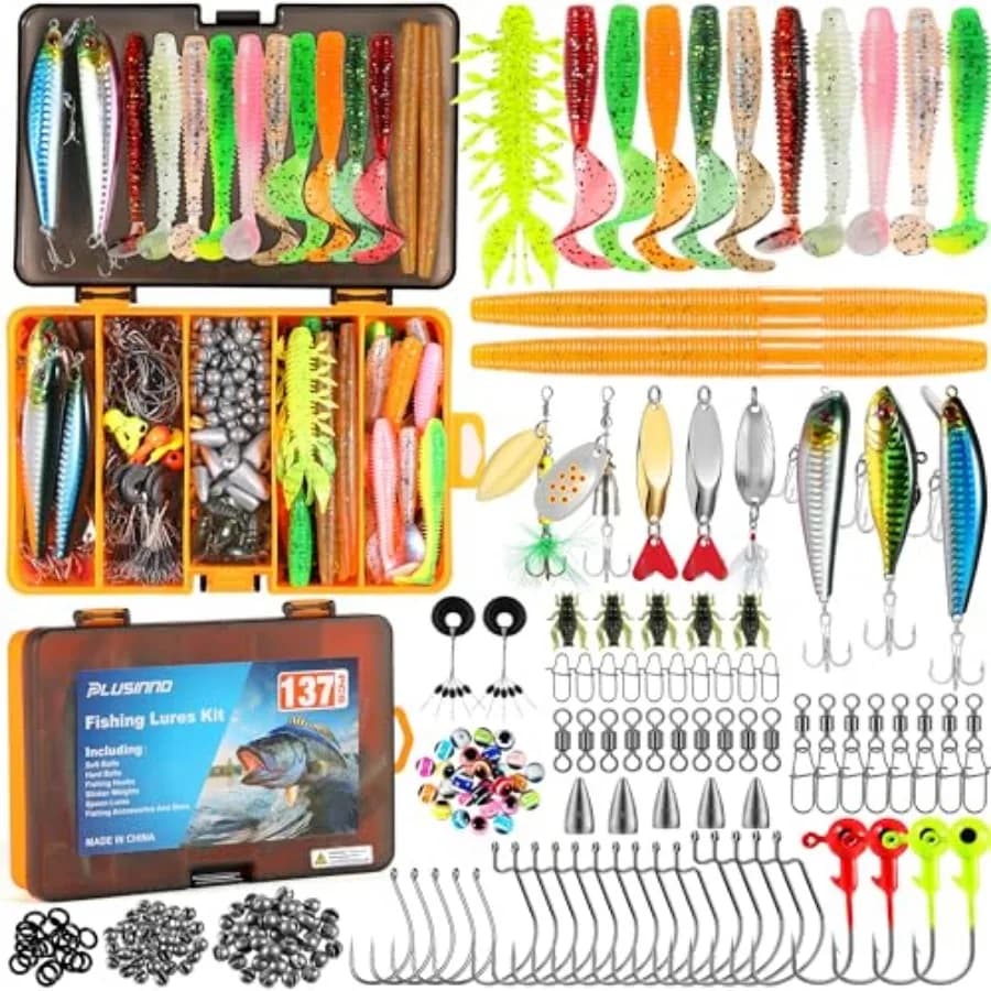 Fishing Lures, 137Pcs Tackle Box with Tackle Included, Crankbaits, Spoon, Hooks, Weights and Other Accessories, Fishing Bait Lu
