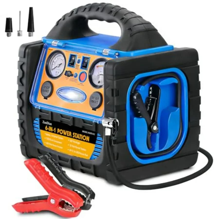 Avviatore di Emergenza per Auto 2200A con Compressore d'Aria 260PSI 12V, Jump Starter Heavy Duty per Motori Benzina 8.0L e Diesel 8.0L, Power Bank con