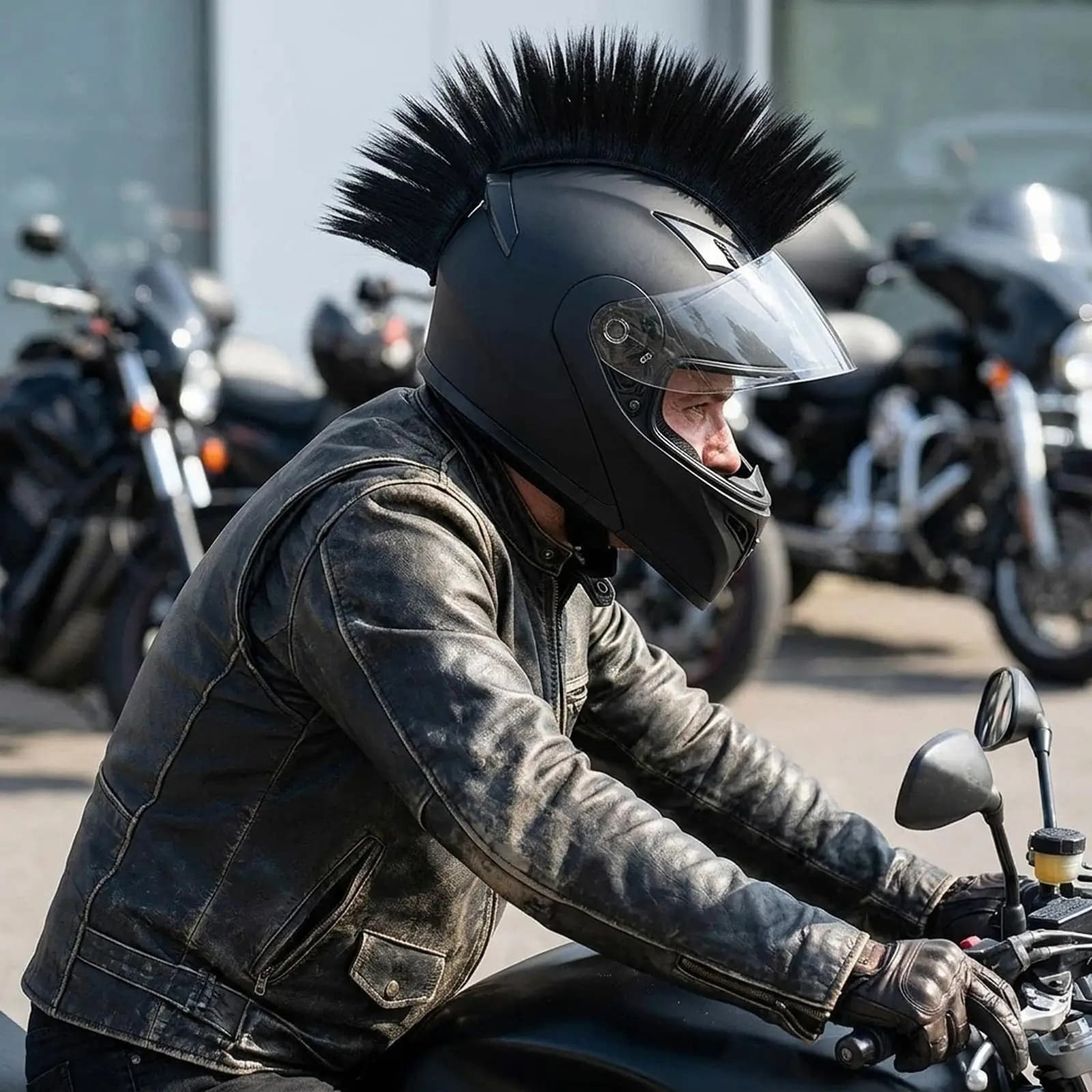 Parrucca Mohawk Riutilizzabile in Fibra per Casco Moto, Accessorio per Decorazione e Feste