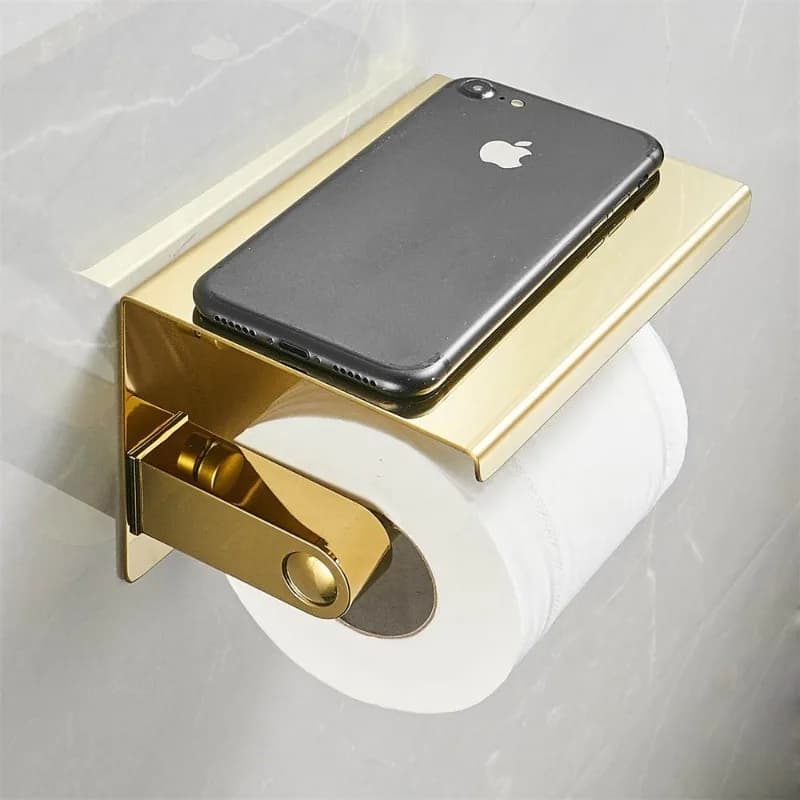 Porta carta igienica in acciaio inossidabile SUS304 a parete, ripiano per telefono, porta carta igienica per hotel, facile installazione, portaoggetti per il bagno
