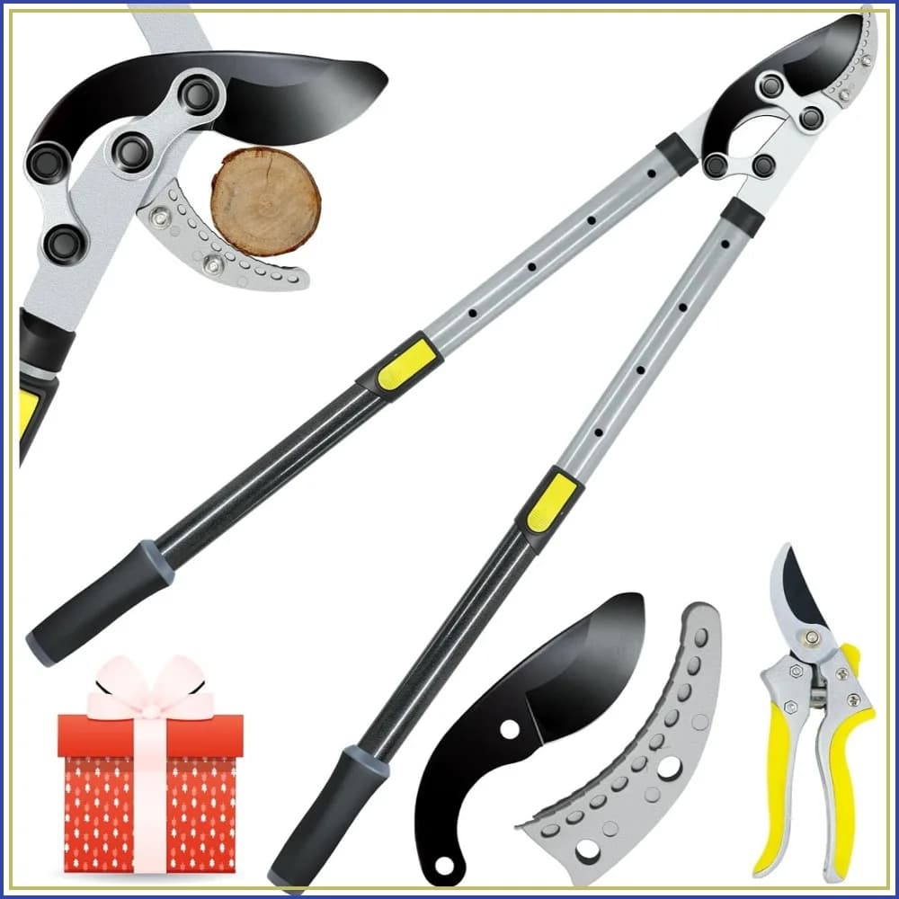 Heavy Duty Loppers for Tree Trimming, Compound Action, 2 Inch Capacity, 5-Level Extendable 28-39 Inch Telescoping Handle