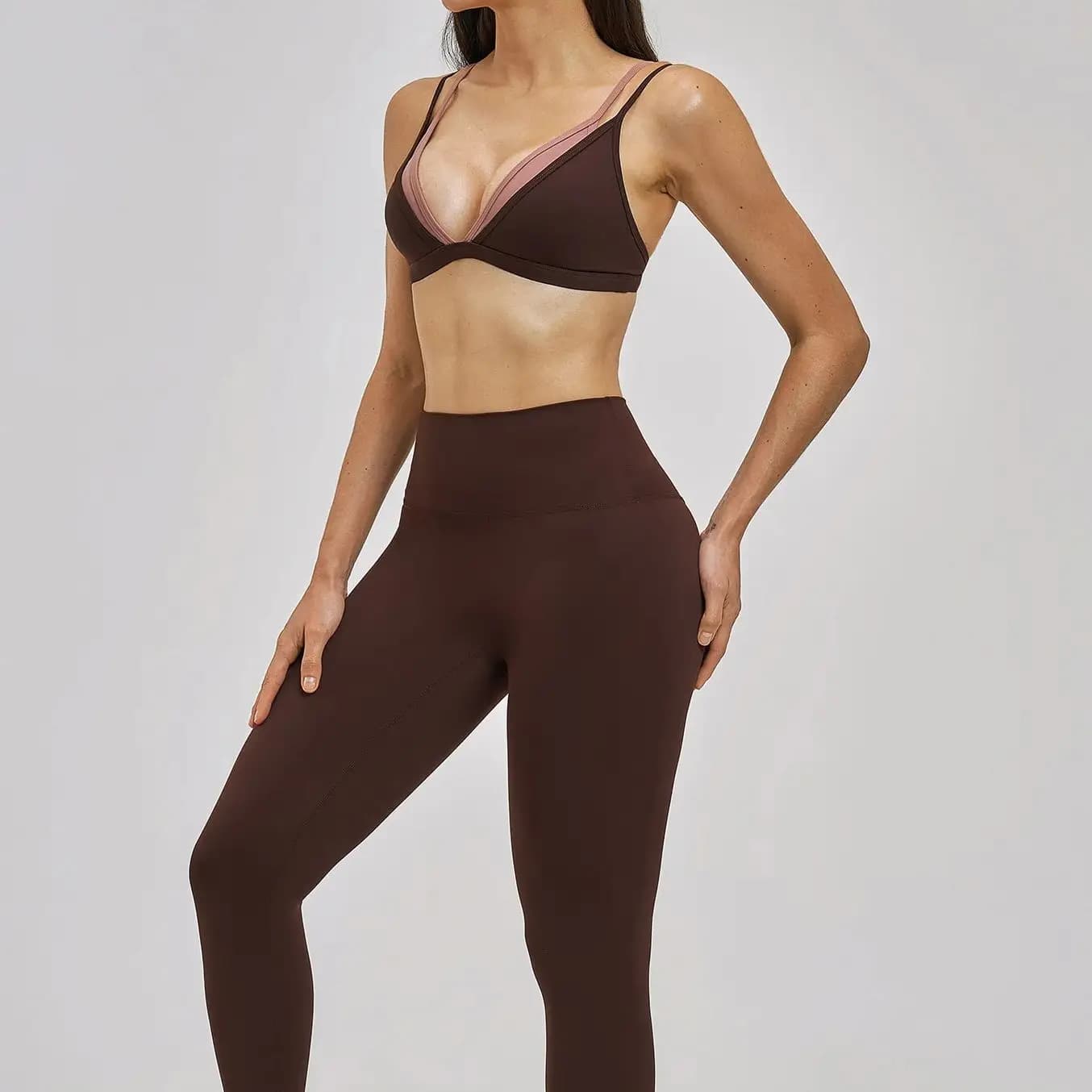 Completo Sportivo Ningyu Sexy Casual da Corsa e Yoga 2 Pezzi Donna, Leggings a Vita Alta, Tuta da Palestra Asciugatura Rapida, Abbigliamento Sportivo Femminile Push-Up