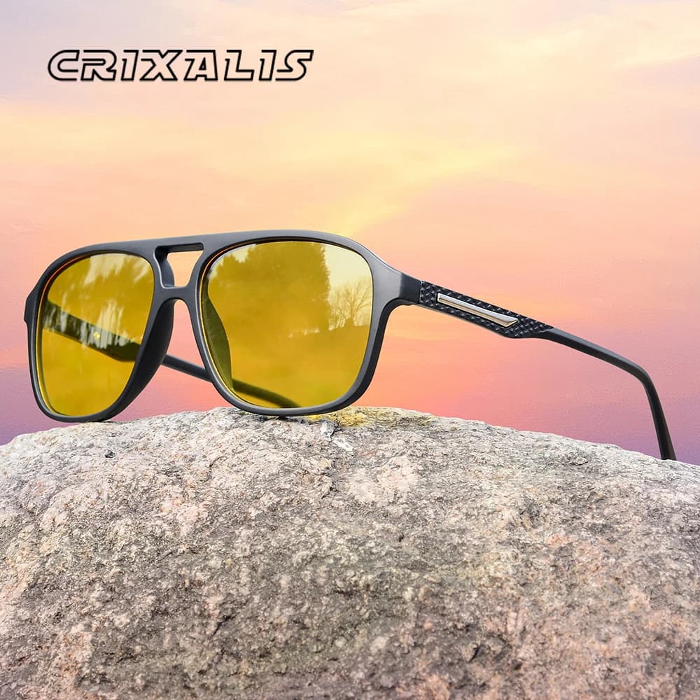 CRIXALIS Pilot Vintage Square Sunglasses Man Woman Back Guide Night Vision Sunglasses Women's Luxury Designer Shades UV400