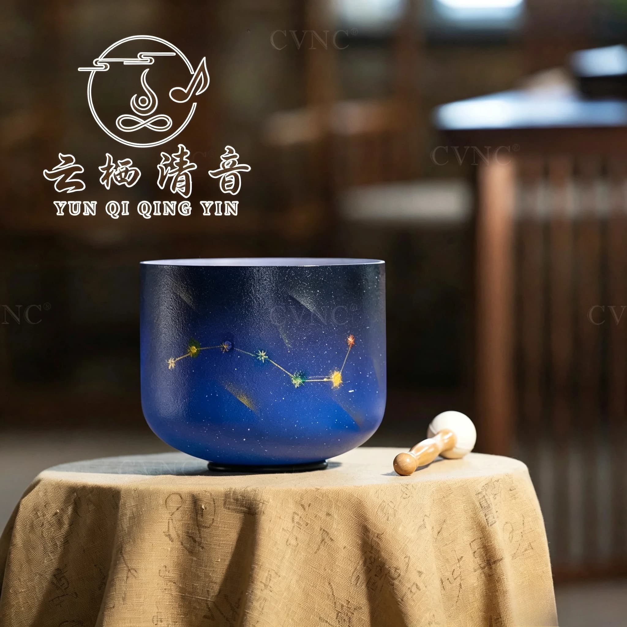 YUN QI QING YIN 6 Inch Blue Dipper Quartz Crystal Singing Bowl With Mallet Sound Healing Meditation Therapy Instrument