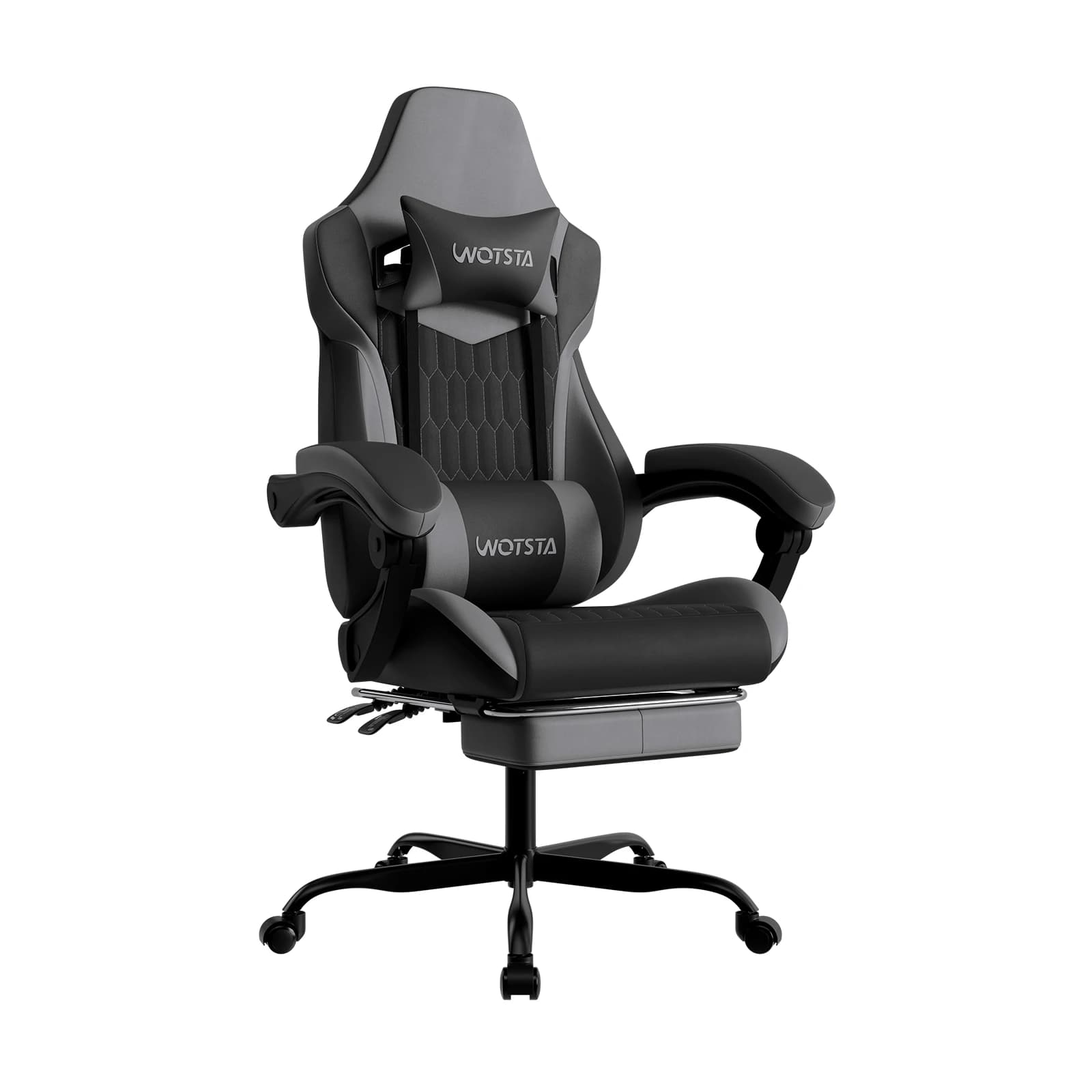 Sedia da gaming WOTSTA con poggiapiedi Sedie da gioco Sedia da gamer ergonomica in pelle PVC con poggiatesta regolabile e supporto lombare