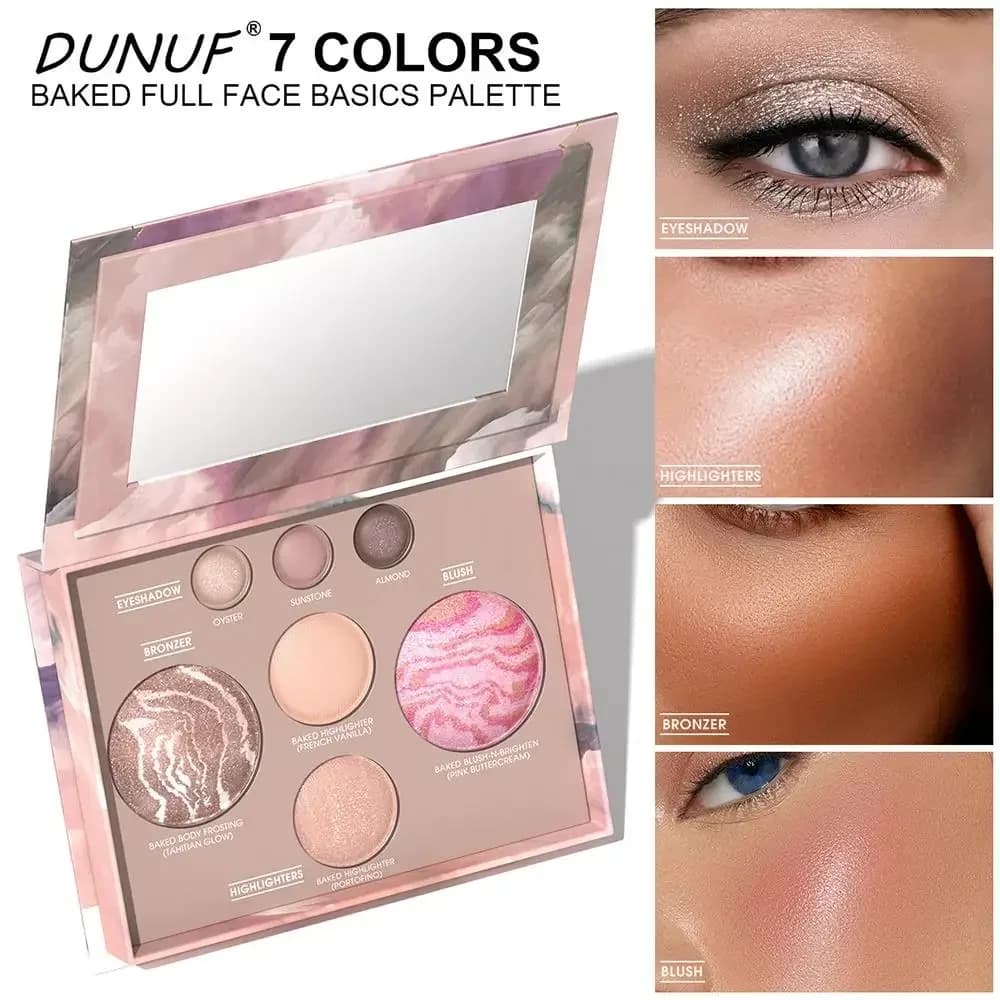 Palette Blush Cotto Impermeabile 4in1, Lunga Durata, Altamente Pigmentato, Contorno e Illuminante, Essenziali per il Trucco Completo del Viso