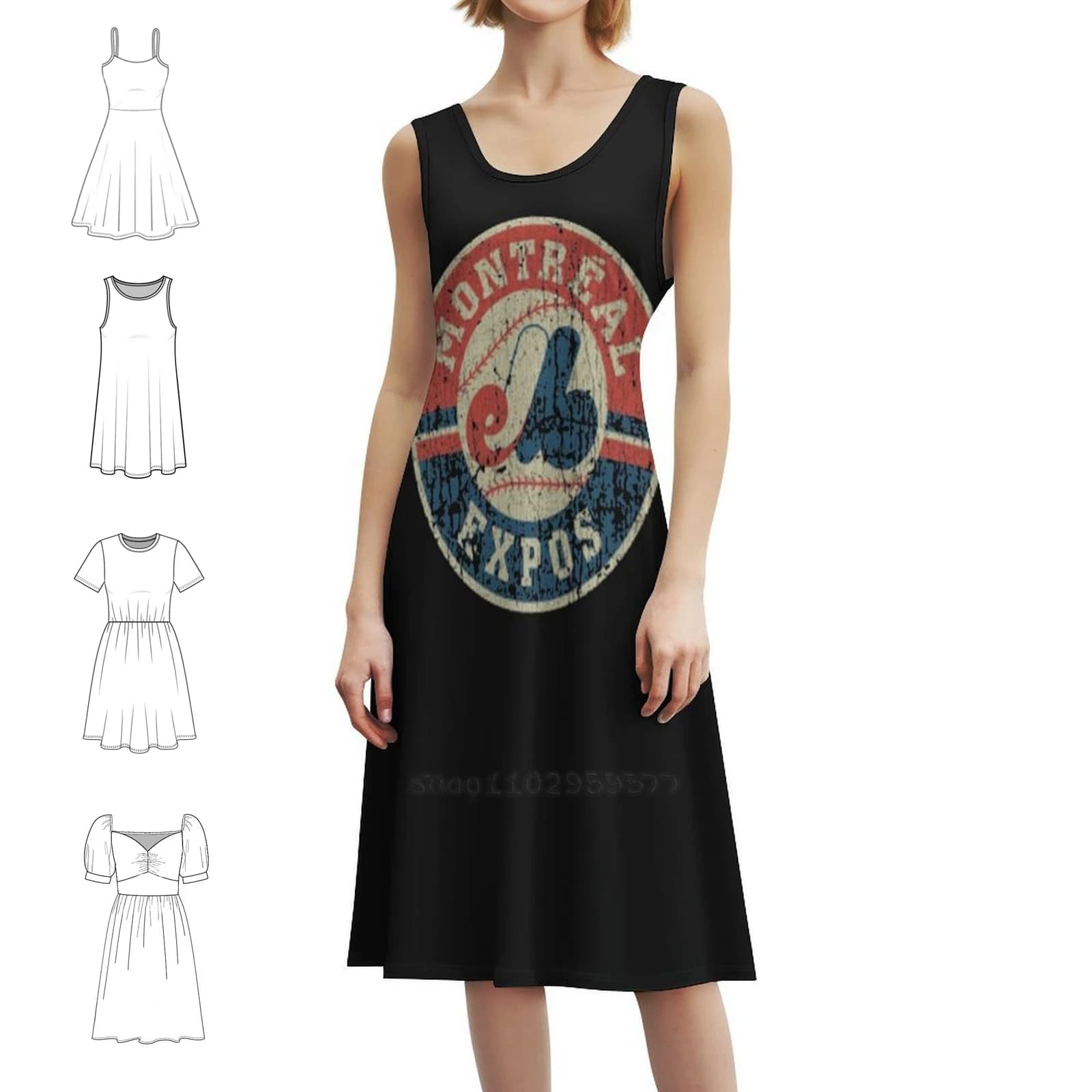 Montreal Expos 1969 T-shirt premium Abito da festa elegante da donna Abito a trapezio con opzioni corte/lunghe/senza maniche Montreal Expos