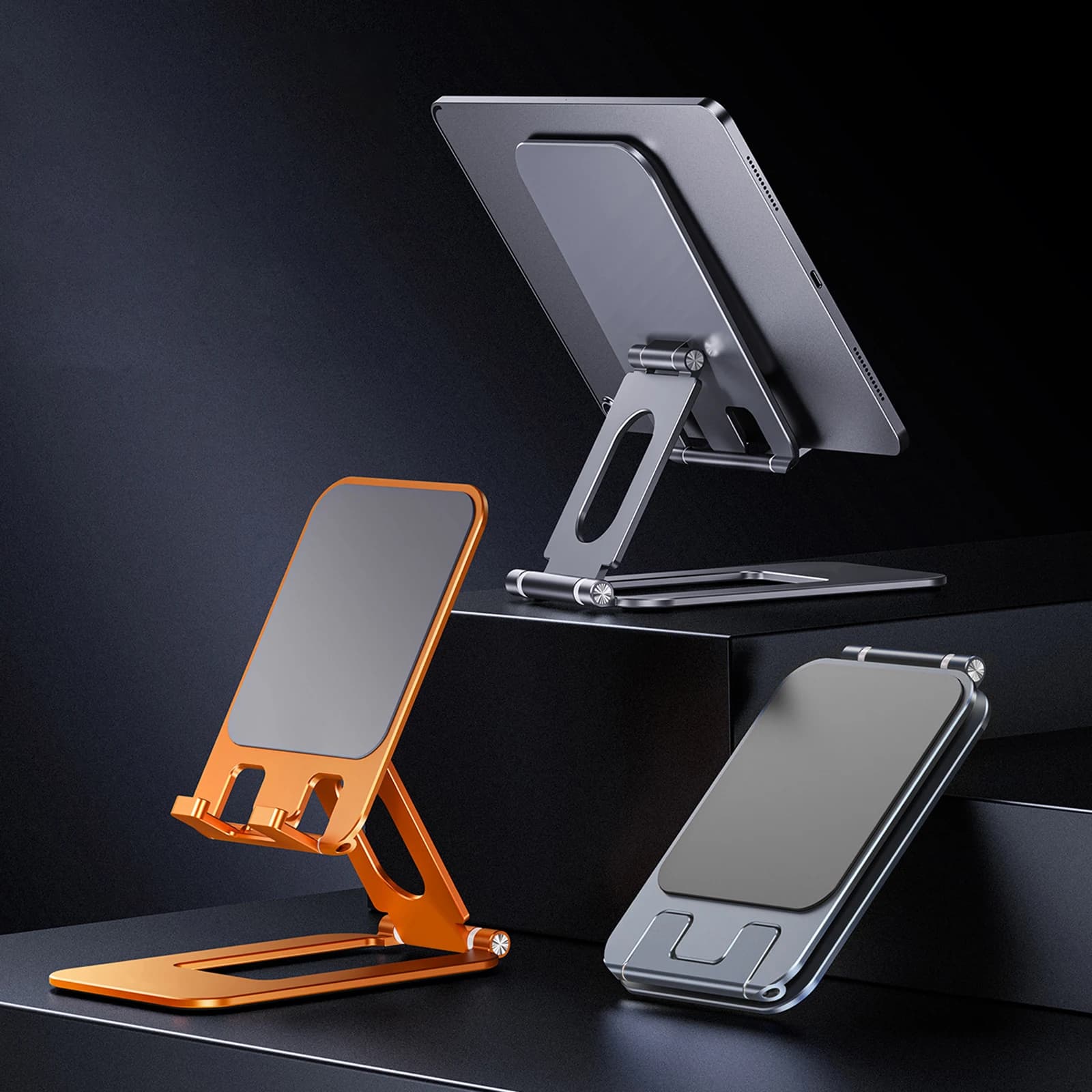 360 ° Supporto Girevole per Tablet in Lega di Alluminio, Pieghevole, Regolabile, per Scrivania, Compatibile con Laptop e PC