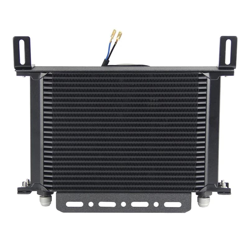 Trasmissione radiatore olio 8AN 3/4"-16 UNF Kit ventola elettrica universale 25 file + 7" con nuovo tipo Kit staffa di montaggio Nero/Argento