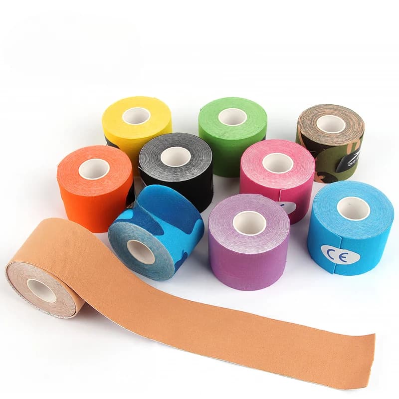 5 cm * 5 m Kinesiotape Benda adesiva elastica Nastri muscolari Calcio Kinesiologia Nastro Sport Nastro di primo soccorso Ginocchio Gomito Tutore Casa