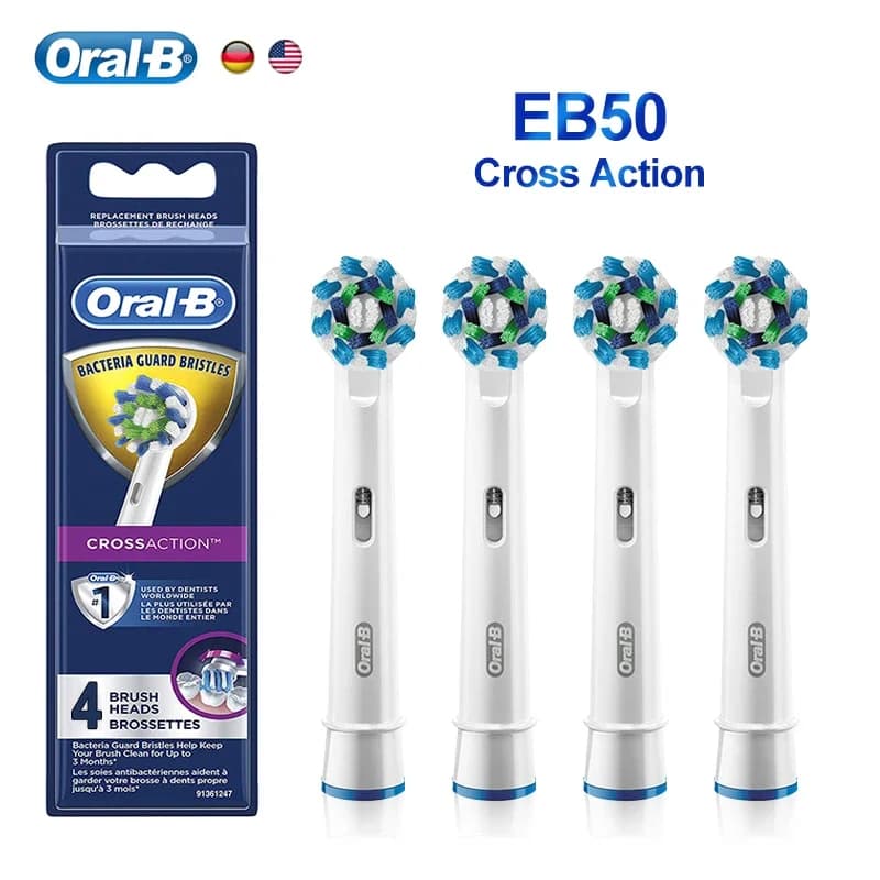 Original Oral B EB50 Cross Action Heads with 16 Degree Angle, Electric Brushes D12/D16/DB4010/DB4510