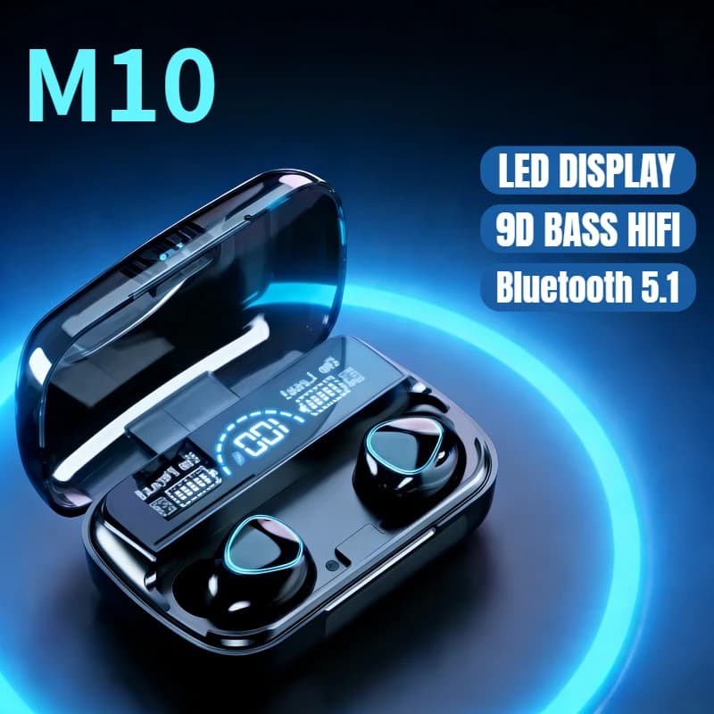 Cuffie TWS Bluetooth 53 M10 con scatola di ricarica da 3500 mAh auricolari wireless con microfono auricolari sportivi stereo 9D impermeabili