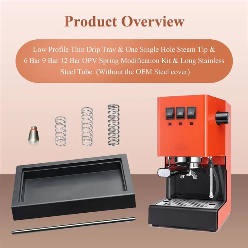 FSLH Vassoio raccogligocce sottile a basso profilo, punta vapore con foro e kit di modifica molla, per macchina da caffè espresso Gaggia Classic Pro