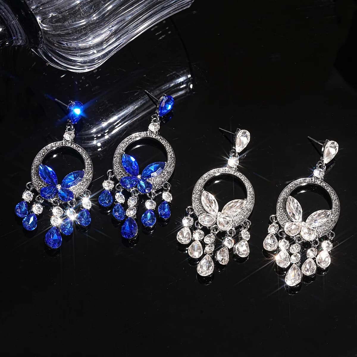 Orecchini in argento con nappa a farfalla geometrica con diamanti Orecchini premium di lusso leggeri Orecchini eleganti super immortali Design N