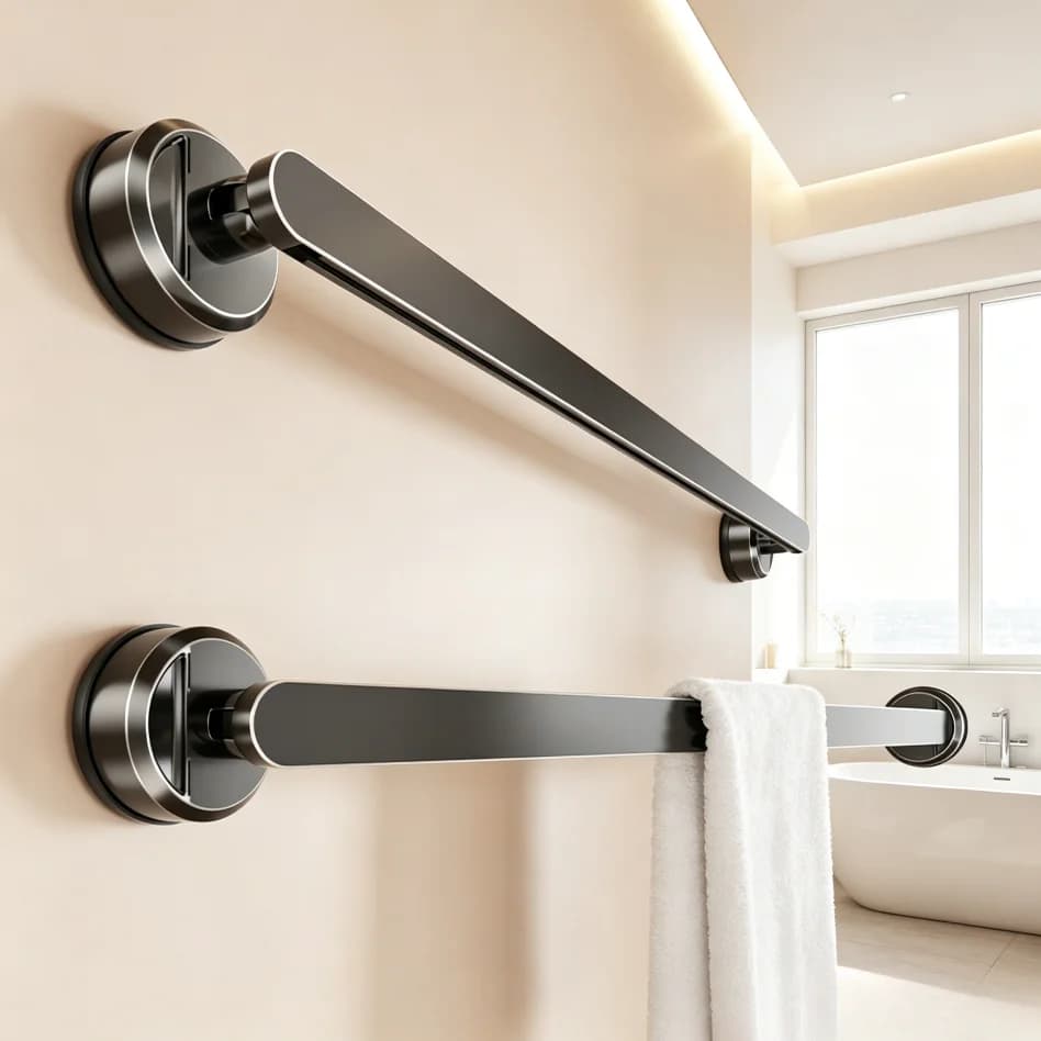 Suction Cup Wall Mount Towel Bar No Drilling Multifunctional Towel Rack Hanger for Bathroom Kitchen