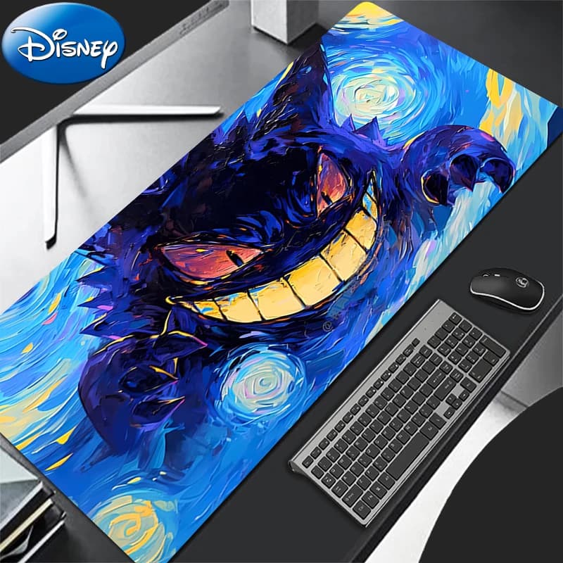 Tappetino per mouse da 90x40 cm per giocatori di e-sport, anime Pokemon Gengar, tappetino per mouse da scrivania per computer, per ufficio, laptop, tappetino per mouse da gioco antiscivolo