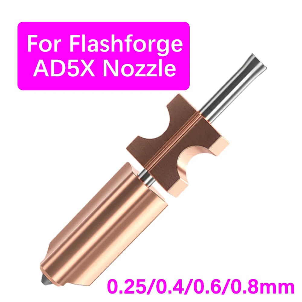 Ugelli in acciaio temprato per Flashforge AD5X 0.25 0.4 0.6 0.8mm Ugello rapido per stampante 3D FlashForge Ad5x Estrusore Hotend
