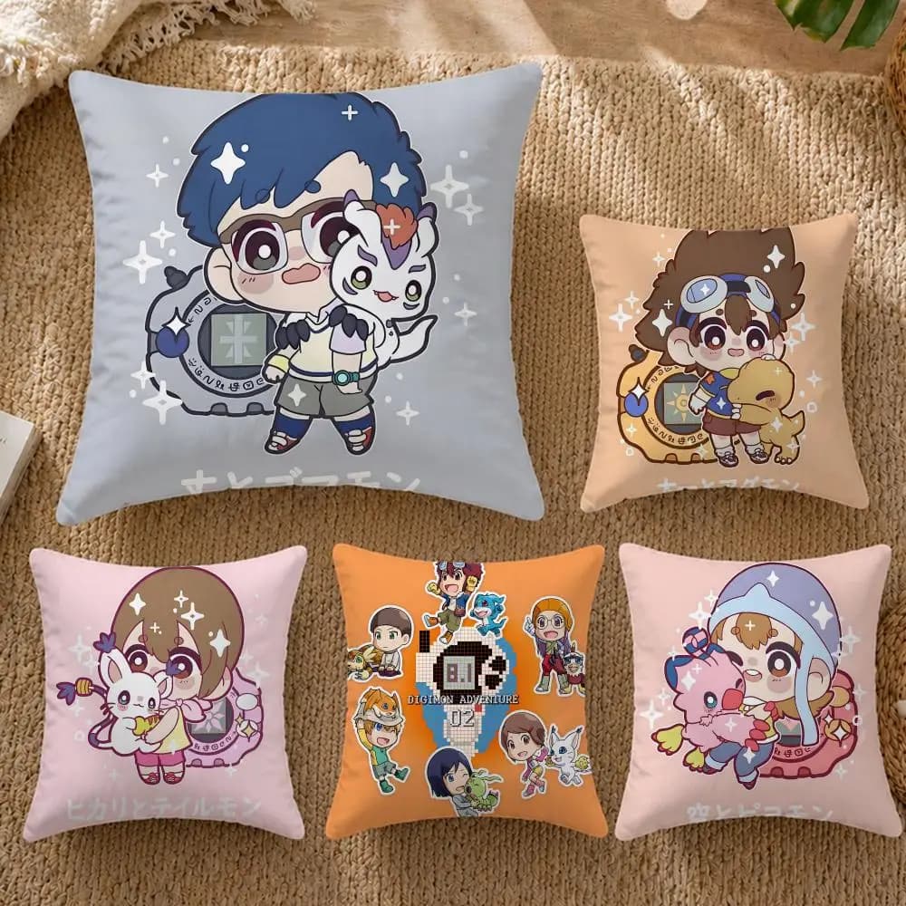 Hot DDigimon Adventurees Fodera per cuscino Decorativa per divano letto Arredamento casa 50x50 45x45 40x40