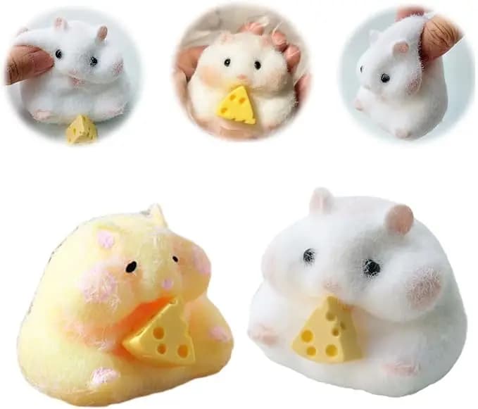 2 Pezzi Simpatici Giocattoli Morbidi a Forma di Criceto, Giocattoli Antistress da 3 Pollici per Bambini e Adulti, Gadget da Spremere per Feste e Famiglia