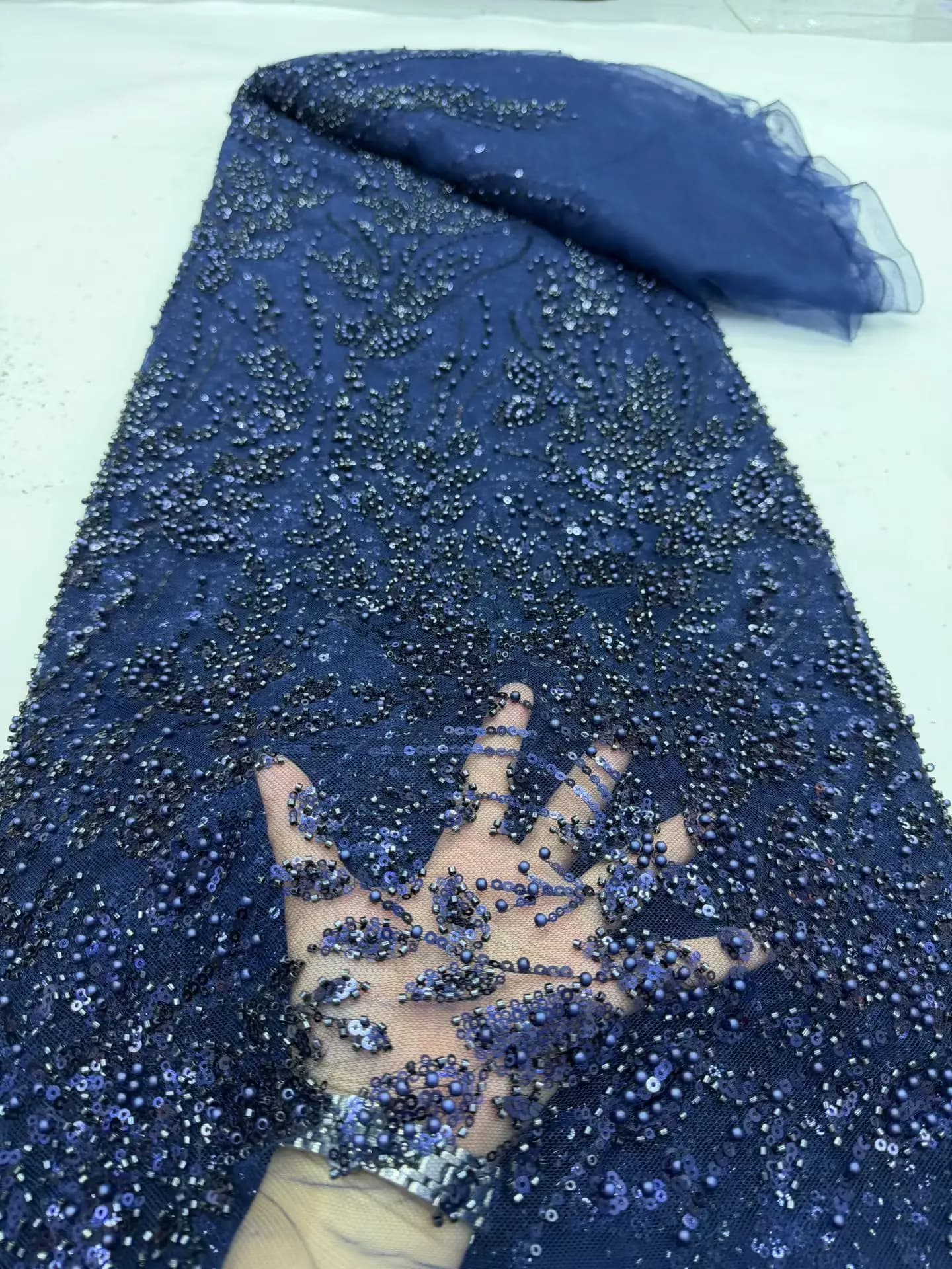 Latest 2026 African Nigerian Guipure Embroidery Sequins High Quality for Sewing Tulle Lace Fabric Dresses 5Yards DP0505