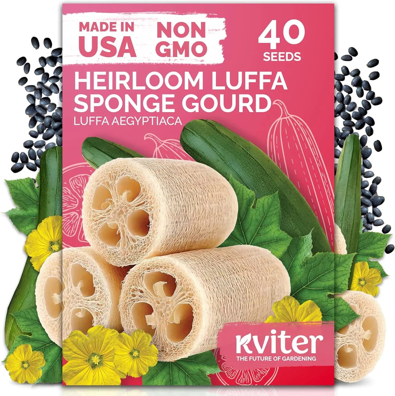 40 Luff Seed Seeds, Non-GMO Organic Spongy Pumpkin, Ideal for Growing in Home Garden from USA