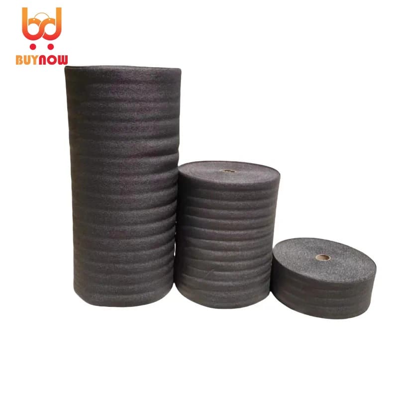 Rotolo di cotone perlato EPE nero da 20/30/40 cm, spessore 2 mm, lunghezza 20/30 m, schiuma ammortizzante per protezione prodotti o decorazioni fai da te