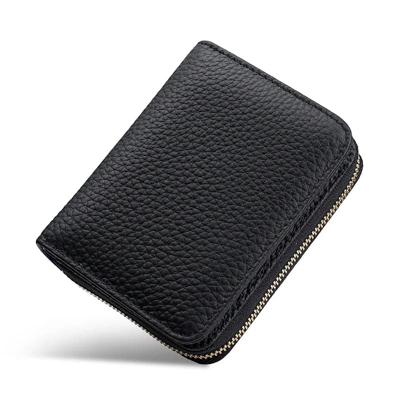 Portafoglio Corto da Donna in Vera Pelle Stile Giapponese con Blocco RFID, Portamonete Compatto Bifold con Scomparto per Monete con Cerniera