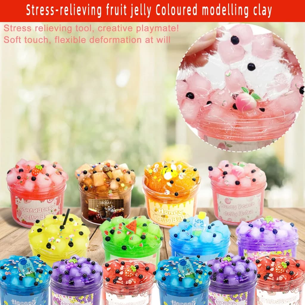 E UU9-70/300ml Large Capacity Crunchy Slime Kit Premade Crystal Slime Set Super Soft And Non-Sticky Jelly Cube Slime Party Favor