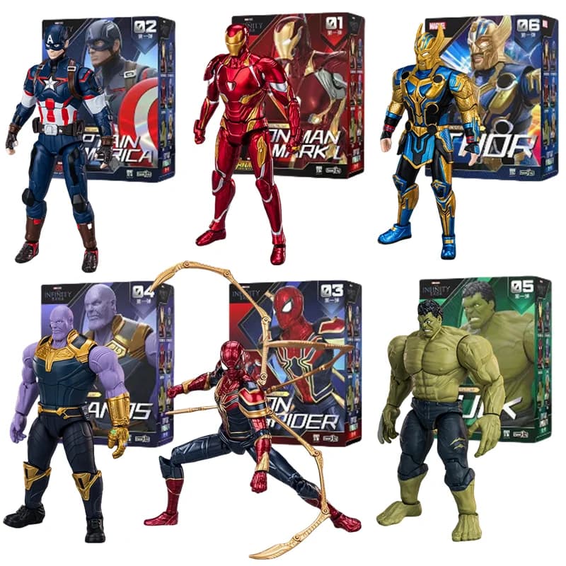 Avengers: Iron Man Figurine MK50 Iron Spider Man Capitan America Thor Hulk Thanos Modello assemblato Giocattolo per bambini Regalo di compleanno
