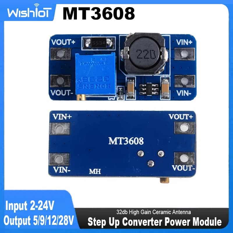 MT3608 2A Max DC-DC convertitore Step Up modulo di alimentazione Booster modulo di alimentazione per ingresso Arduino uscita 2-24V 5/9/12/28V