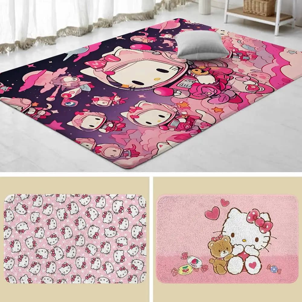 Tappeto Kawaii Cartoon Hello Kitty, Tappetino Antiscivolo per Bagno, Tappeto Decorativo per Casa, Tappetino d'Ingresso Resistente ai Graffi