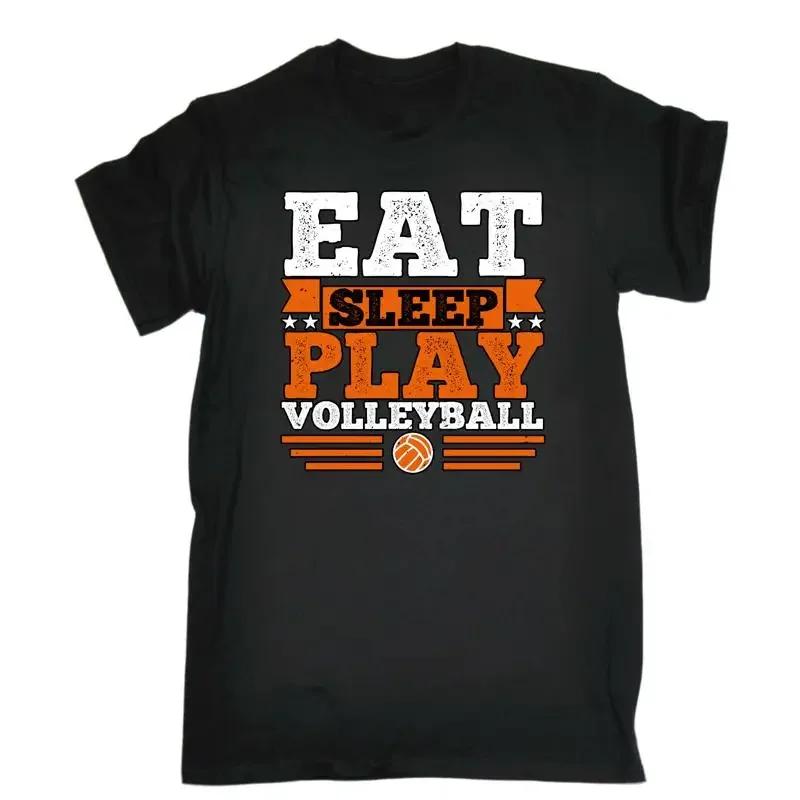 Maglietta divertente da uomo Eat Sleep Play Volleyball