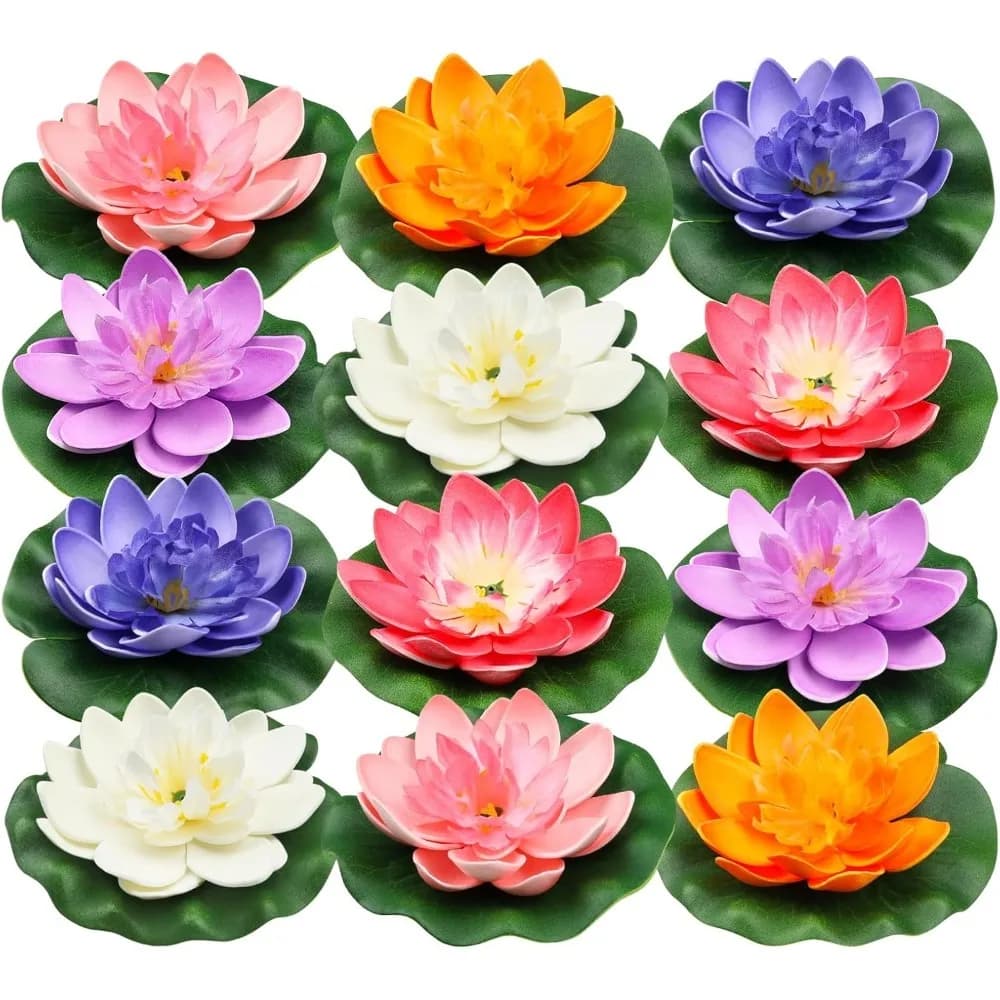 10CM Colorful Artificial Floating Water Lily Simulation EVA Lotus-Leaf Flower Water Lily Pond Plants for Gardens Home Decor