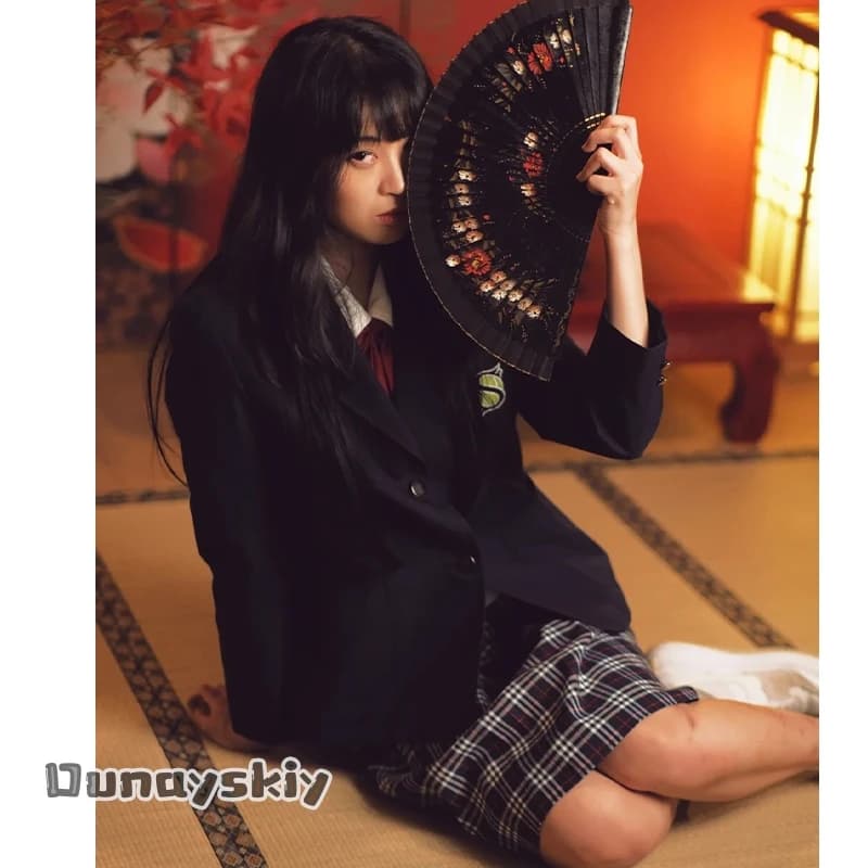Costume Cosplay aBDSS*@Bill Gogo Yubari - Uniforme Scolastica Anime Gothic Lolita con Girocollo a Halter e Dettagli a Forma di Gatto e Pipistrello - Nuovo
