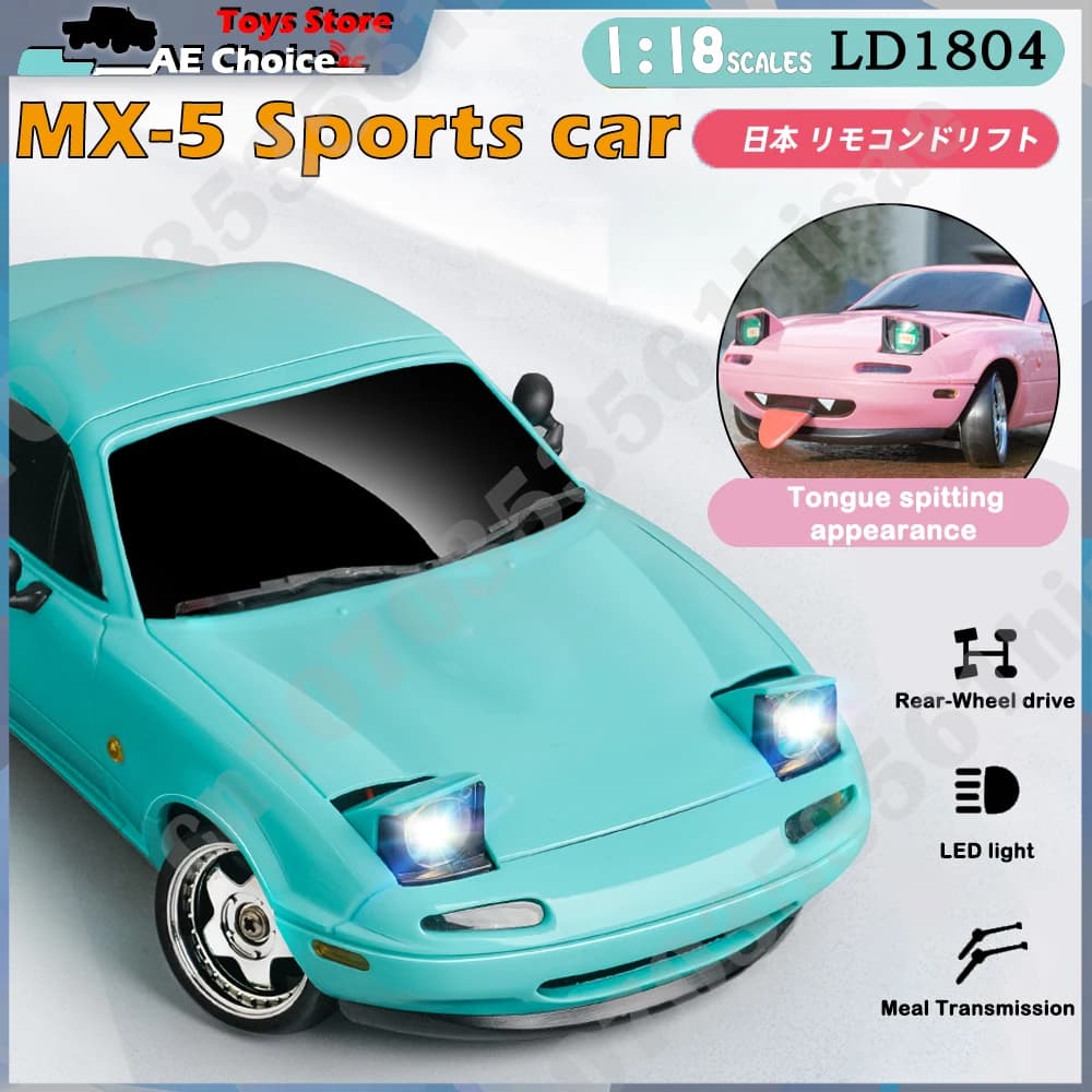 LDRC LD1804 RC Drift Car 1/18 Mazda Mx5 2.4G 2WD ESP Giroscopio Luci a LED Modello controllato in scala completa Auto per bambini Giocattoli Regali