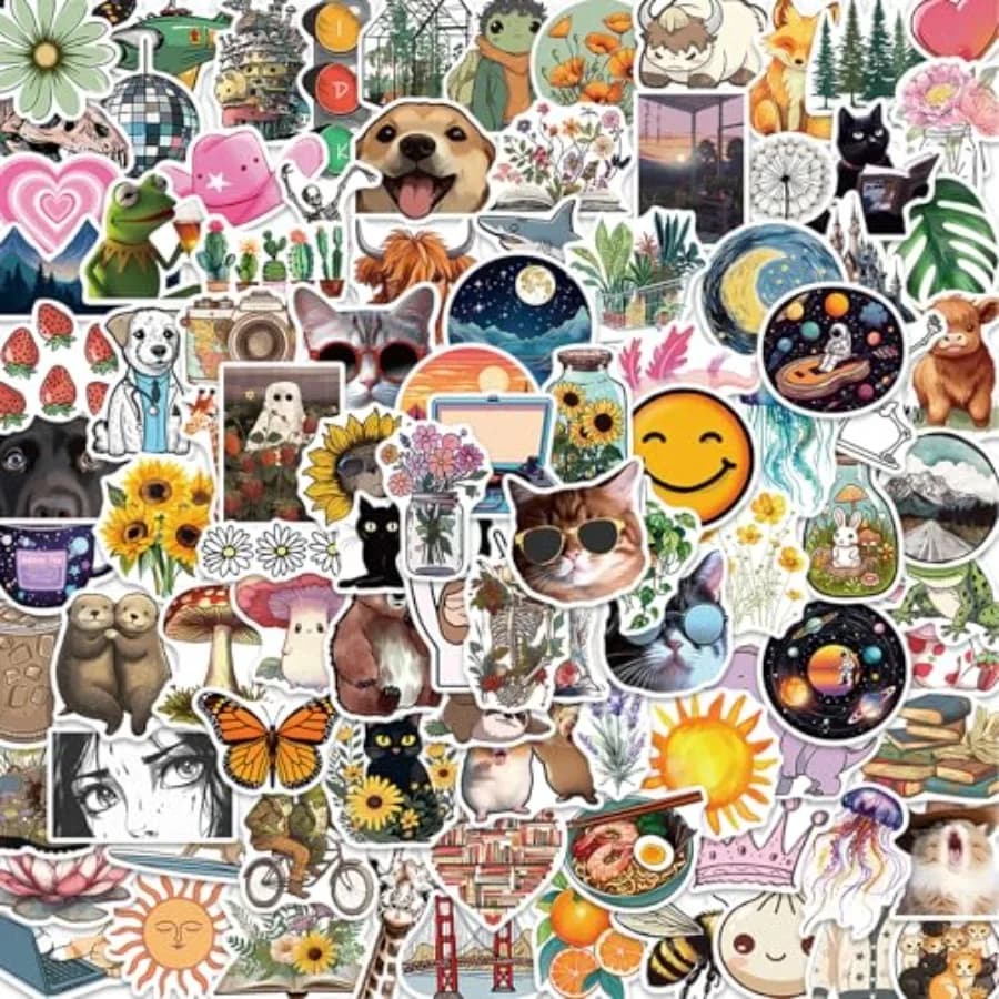 Water Bottle for,, Waterproof Aesthetic Vinyl Cute Sticker for Teens Girls Adults, for Water Bottle Laptop Luggage