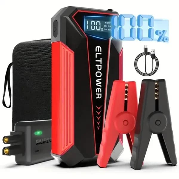 Avviatore di Emergenza per Auto da 20000mAh con Doppia Porta USB per Ricarica Rapida e Luce LED Rossa