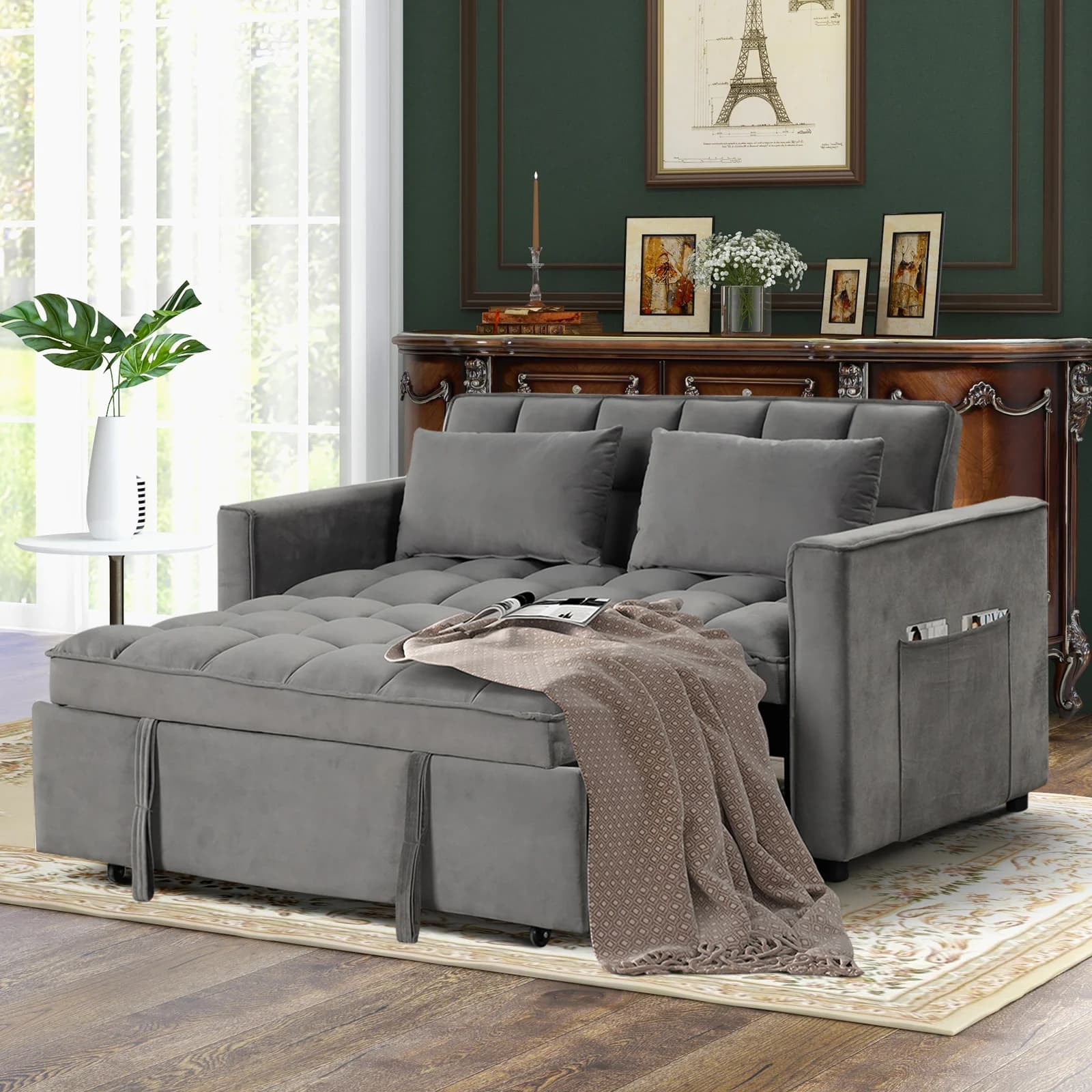 EBELLO Divano letto moderno multifunzionale 3 in 1 Comodo divano doppio con cuscini