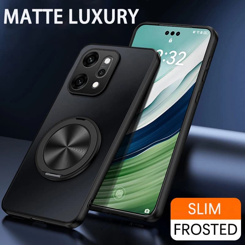 Custodia smerigliata AG di lusso per OPPO Reno 6 8 13 14 Pro Supporto magnetico globale Supporto ad anello rotante a 360 gradi Custodia protettiva per fotocamera