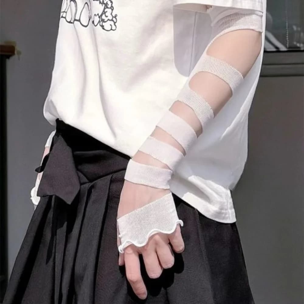 Streetwear Y2K Strapping Bandage Fingerless Gloves Punk Wrist Cuffs Bandages Arm Sleeves Elastic Subculture Gloves Spicy Girls