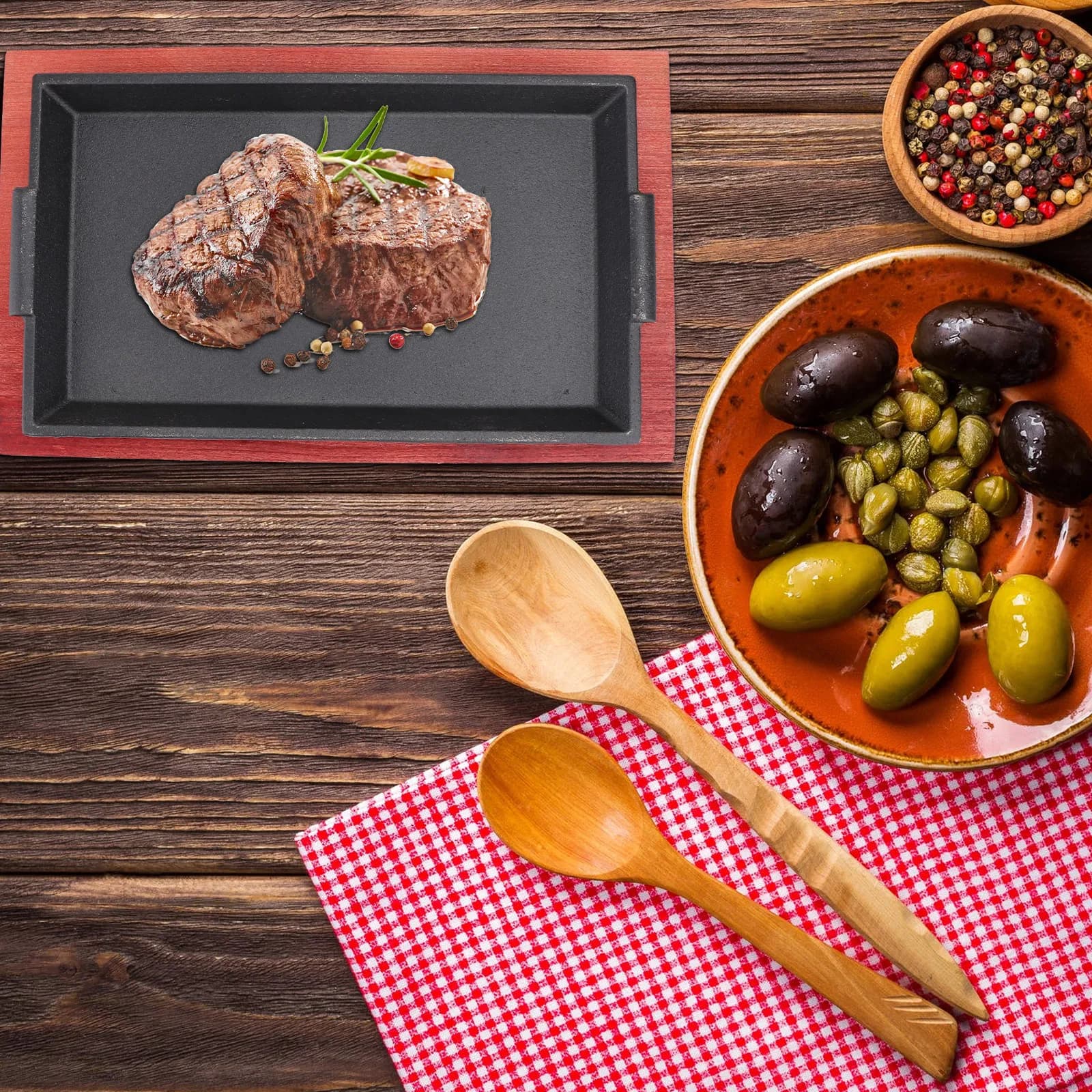 1Pcs Iron Griddle Non-Stick Bbq Barbecue Fry Pan Roasting Tray Teppanyaki Steak Plate Pancake Baking Pan Barbecue Dish