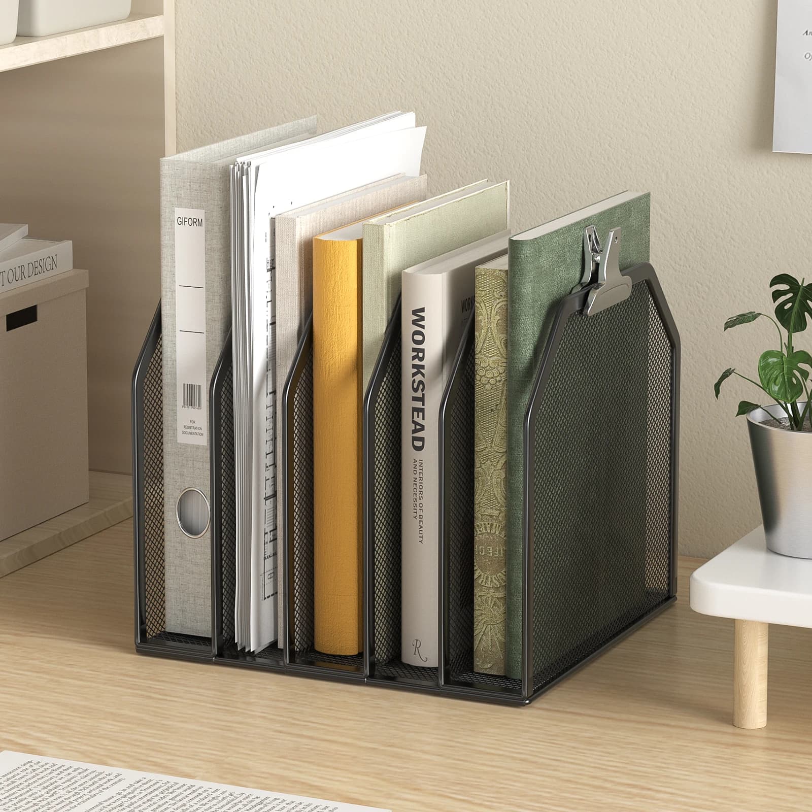 Organizzatore di file da scrivania Organizzatore da tavolo in rete verticale a 5 sezioni Selezionatore di file Organizzazione per ufficio Portadocumenti per casa, ufficio