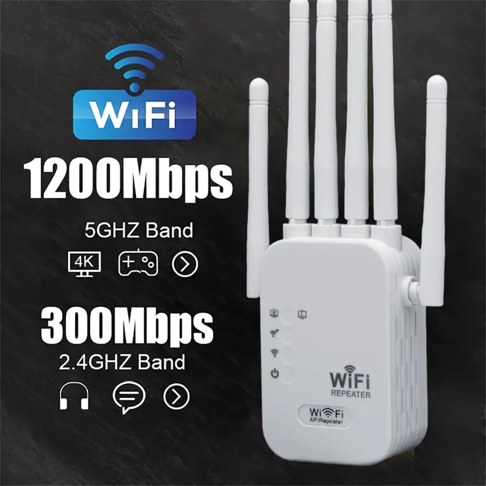 Dual Band Wireless WiFi Repeater 2.4G 5G Signal Booster 1200/300Mbps Gigabit WiFi Extender Gigabit Amplifier WPS Router Househ