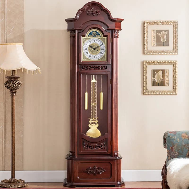Orologio a pendolo meccanico Tavolo europeo Piano verticale cinese nordamericano Soggiorno in legno massello