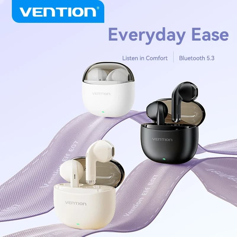 Auricolari wireless Vention Bluetooth 5.3 ENC basati su Al Controlli touch intelligenti piccoli e leggeri Auricolari Bluetooth wireless TWS Elf E07