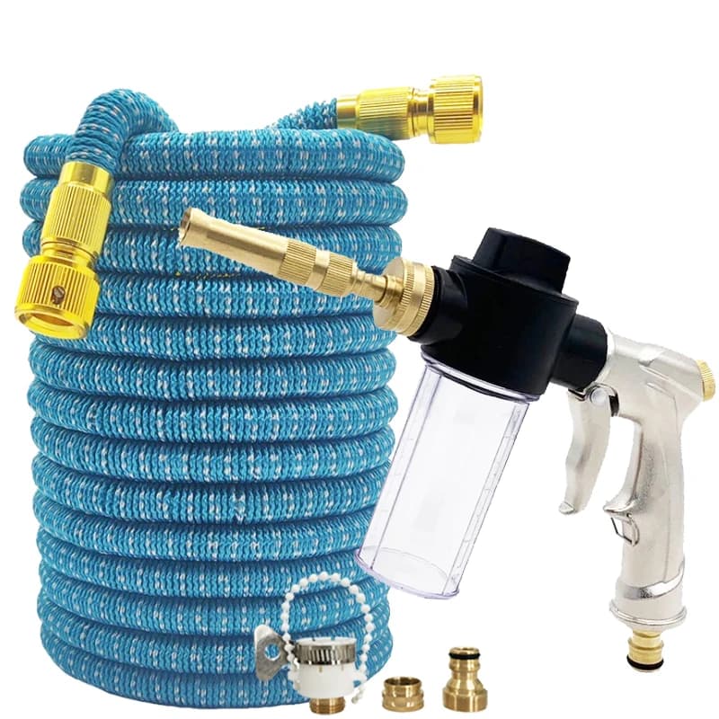 Telescopic Garden Tube 3 in 1, Metal Irrigation Pipe with Foam Gun, Car Washing Accessories