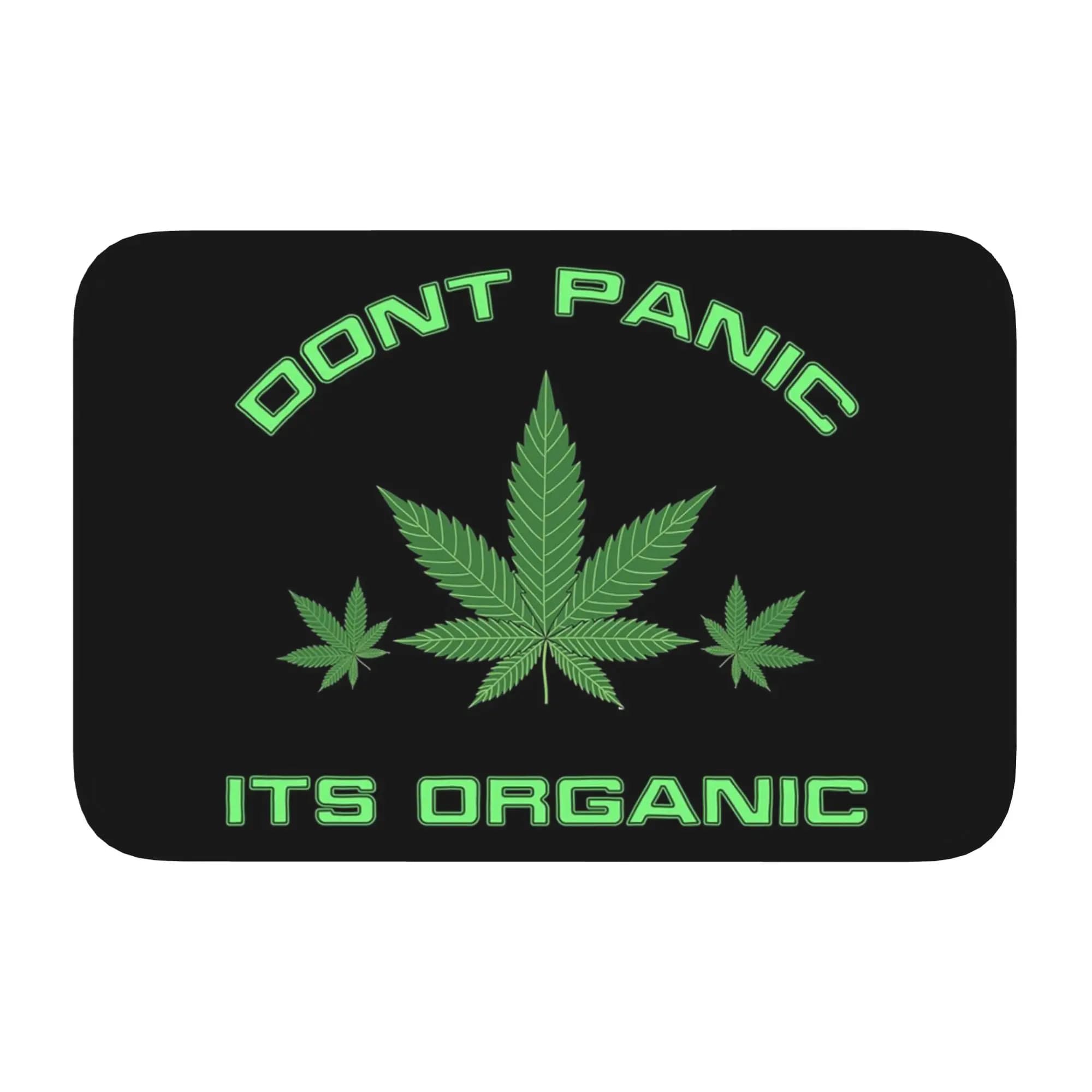 Tappeto/Cuscino/Pagliaio con motivo a foglie di marijuana/cannabis, con scritta 'Don't Panic', biologico, per cucina, ingresso, casa, tappetino per pavimento/poggiapiedi