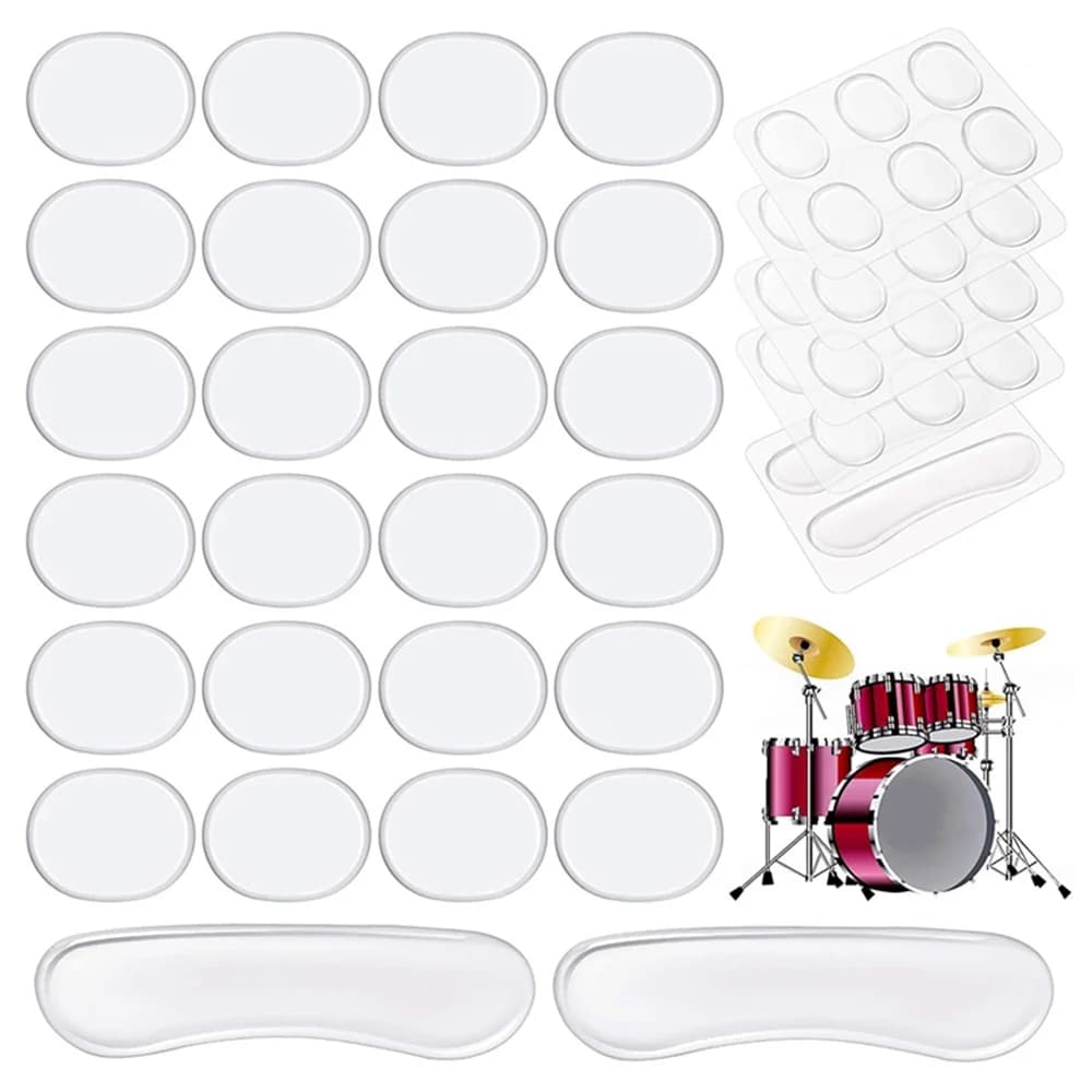 4/12/28 pezzi serranda per batteria trasparente cuscinetti in gel silenziatori per batteria in silicone cuscinetti smorzanti per batteria cuscinetti muti per batteria controllo del tono