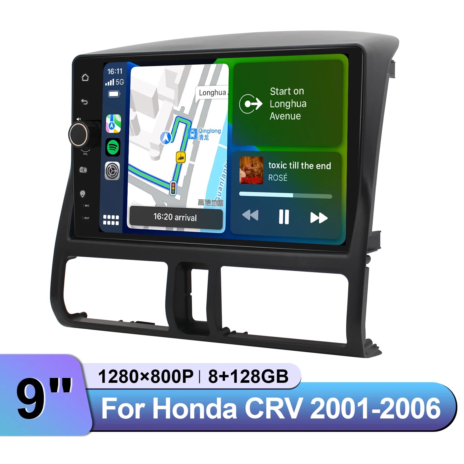 JOYING Aggiornamento 9 pollici Sistema Audio Per Auto Radio Stereo Lettore Multimediale Per Honda CRV 2001-2006 Supporta CarPlay Android Auto