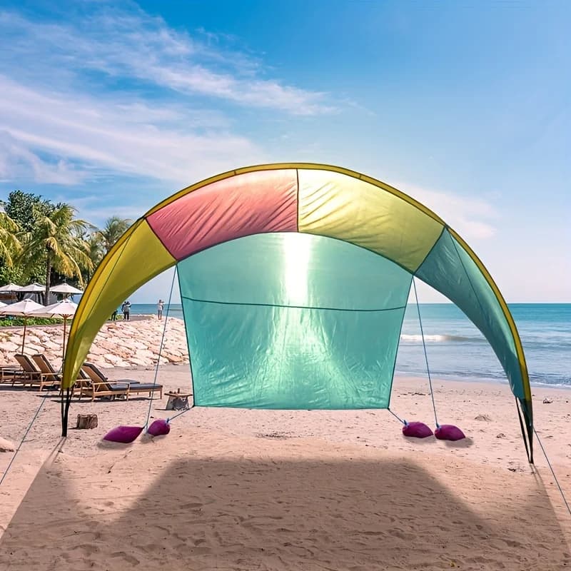 Beach Tent Sunshade Tent Grass Tent Colorful Sunshade Canopy，With Rainbow Sunshade -Camping Sunshade Awning，